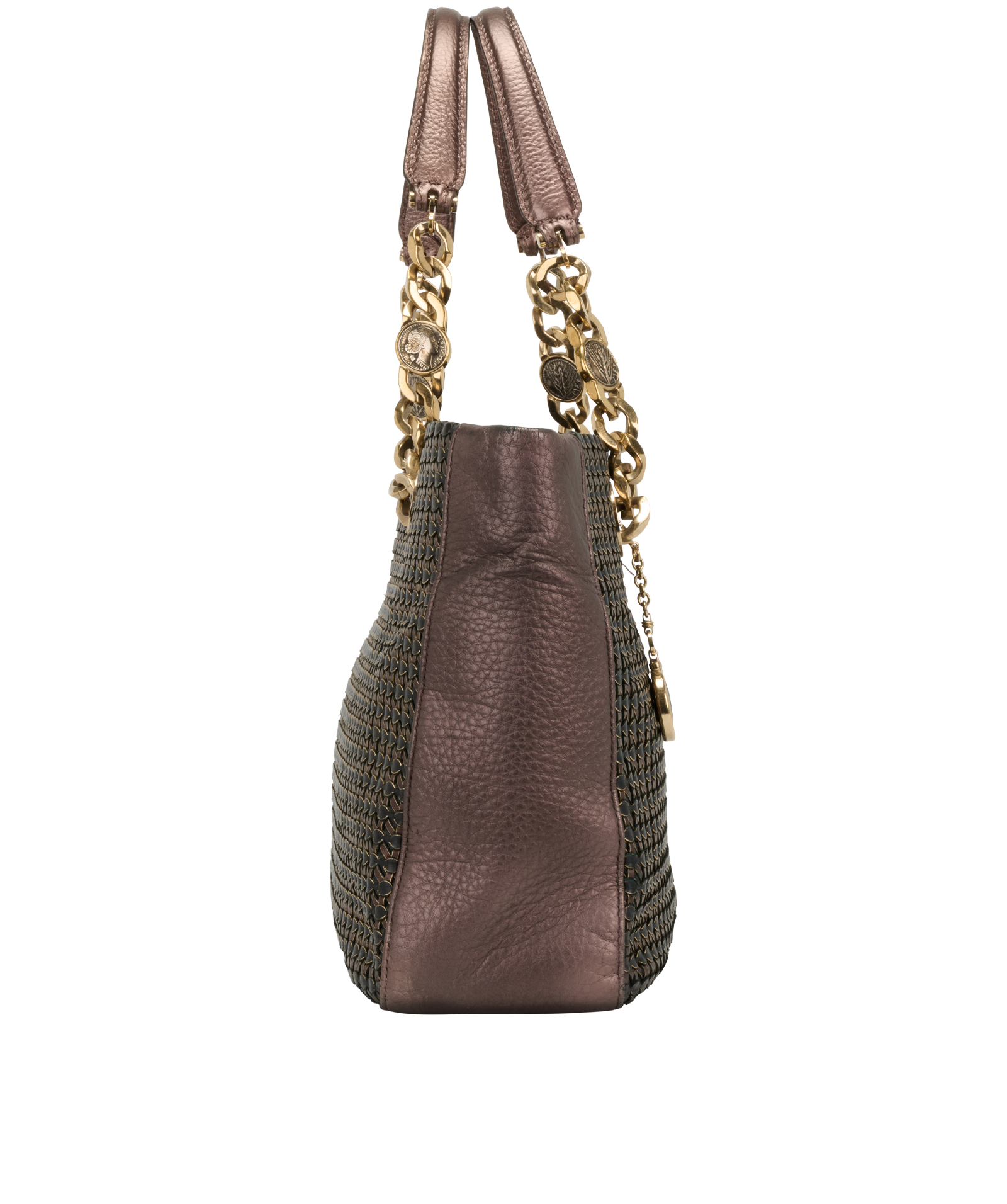 Monete Tote, &pound;350, Handbags, Black/Purple, Leather, Side view